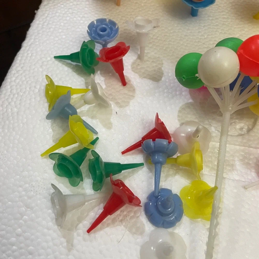 Vintage Cake Decoration Toppers Clowns ABC Blocks Picks Lot Party candle holder